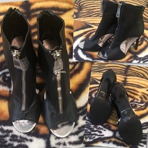 Brand New! Peep Toe Zipper Stiletto Heel Booties!